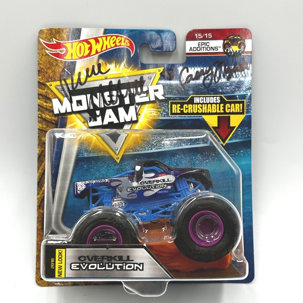Hot Wheels Monster Jam Overkill Evolution Blue Rene Casey Autograph Storage Wars